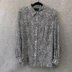 Foxcroft Womens Shirt Size 14 Fitted Fit Button Up Long Sleeve graphic Printed